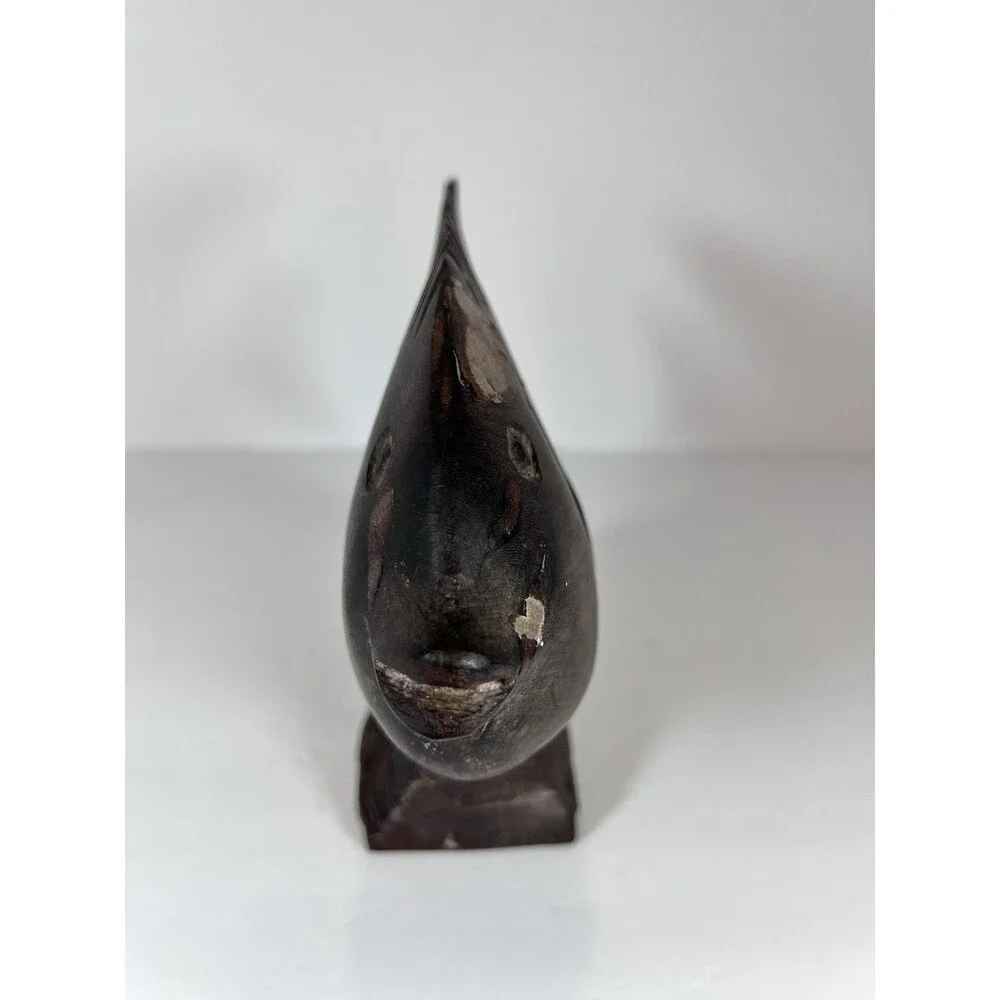 Angel Fish Wood Sculpture Rustic Style Fisherman Gift Folk Art‎ Hand Carved 7.5”